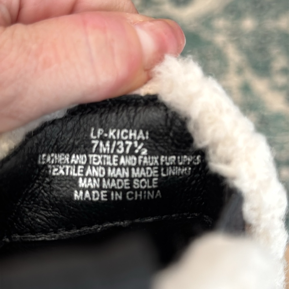 Lucky Brand Kachai Chelsea Boot Black Suede White Faux Shearling Fur Size 7 NEW - Picture 11 of 11